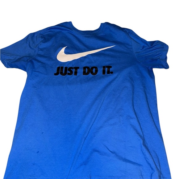 Nike Royal Blue Tee with White Swoosh - Picture 1 of 3